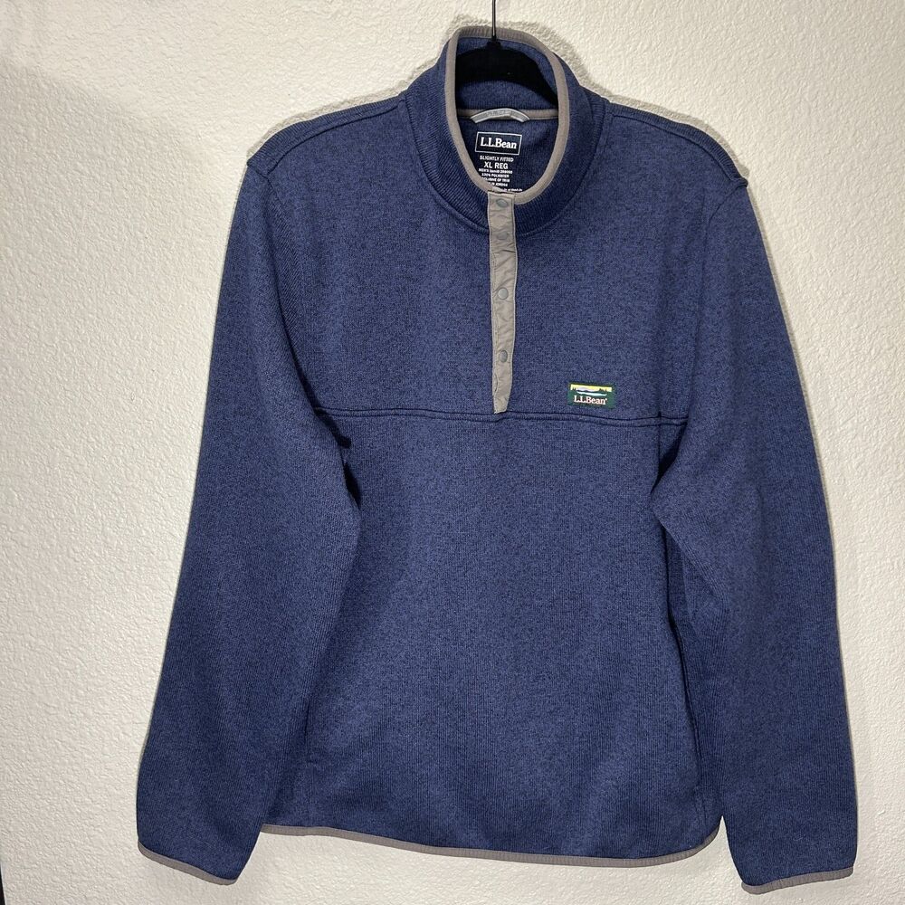 L.L.Bean Men's Sweater Fleece Pullover Bright Navy Size XL Reg Slightly Fitted - Picture 2 of 15